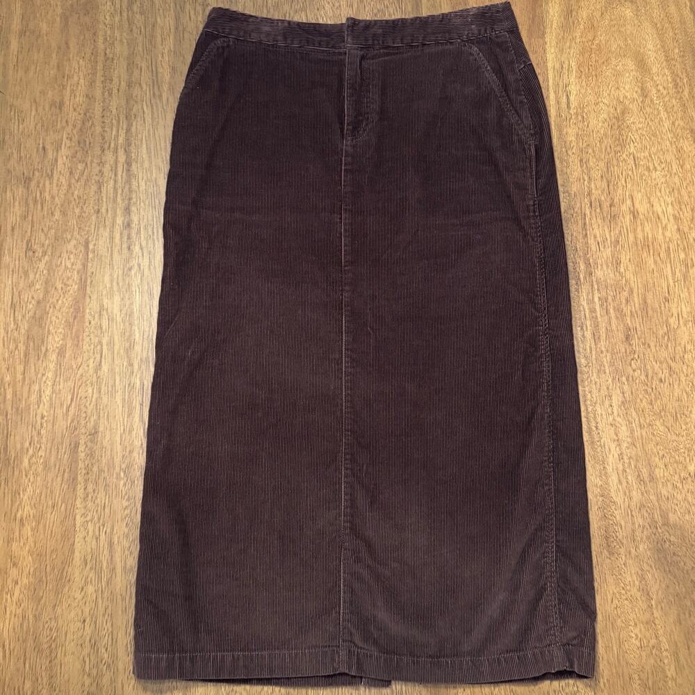 Eddie Bauer Brown Corduroy Midi Skirt Women’s 8 Vintage Fall Preppy